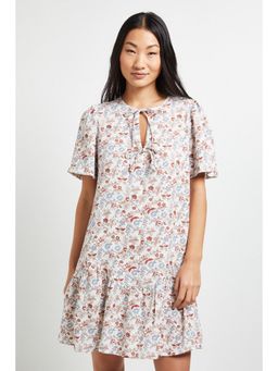 Dorothy Perkins - Petite Floral Tie Detail Drop Hem Printed Mini Dress