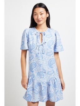Dorothy Perkins - Petite Paisley Tie Detail Drop Hem Printed Mini Dress