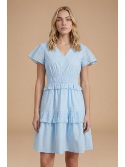 Dorothy Perkins - Frill Broderie Sleeve Tiered Hem Mini Dress