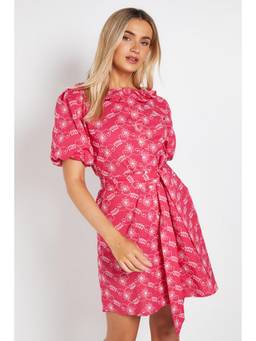 Dorothy Perkins - Belted Puff Sleeve Embroidered Shirt Dress