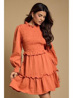 Dorothy Perkins - Petite Shirred Bodice Frill Mini Dress