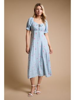 Dorothy Perkins - Tie Front Puff Sleeve Midi Dress
