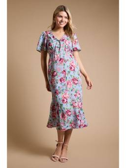 Dorothy Perkins - Lace Trim Angel Sleeve Midi Dress