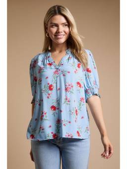 Dorothy Perkins - Floral Printed Puff Sleeve Overhead Top