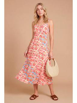 Dorothy Perkins - Lace Trim Tie Front Printed Midi Dress