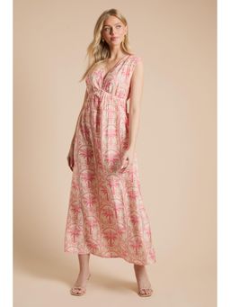 Dorothy Perkins - Palm Printed Side Tie V Neck Midi Dress