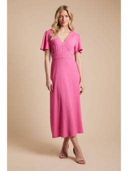 Dorothy Perkins - Crinkle jersey Flutter Sleeve Button Front Midi Dress