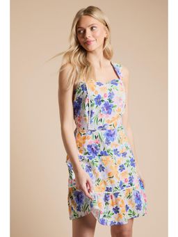 Dorothy Perkins - Floral Lace Trim Tiered Printed Mini Dress