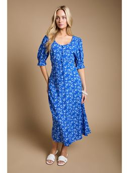 Dorothy Perkins - Floral Button Front Puff Sleeve Midi Dress