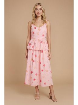 Dorothy Perkins - Shell Printed Lace Trim Peplum Midi Dress