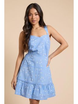 Dorothy Perkins - Petite Spot Lace Trim Tiered Printed Mini Dress