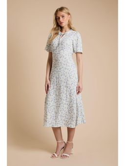 Dorothy Perkins - Cream Ditsy Tie Front Flutter Sleeve Printed Jersey Midi Dress