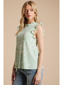 Dorothy Perkins - Frill Yoke Printed Jersey Shell Top