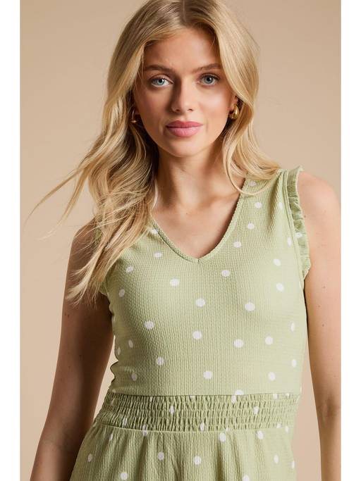 green dress with gold spots Buy Dorothy Perkins Spot V Neck Shirred Waist Printed Jersey Midi (8) Online US Stock VM
