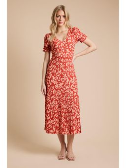 Dorothy Perkins - Orange Animal Short Sleeve Jersey Midi Dress