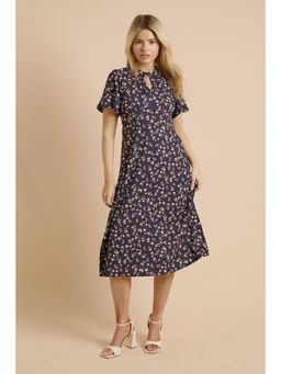 Dorothy Perkins - Petite Tie Front Flutter Sleeve Printed Jersey Midi Dress