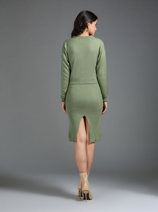 open lace back dress Cardigan & Midi Dress Set