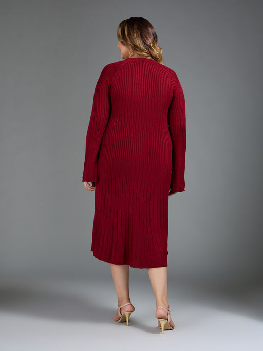 midi red sweater dress fit and flare Women's Nina Leonard Fit & Flare Jacquard Midi Sweater Dress