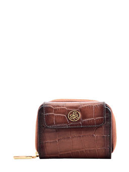 Eske - Eva Zip Arround Wallet, Tan Hand-Stitched Croco