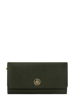 Eske - Bottle Green Color Solid Three Fold Wallet for Women