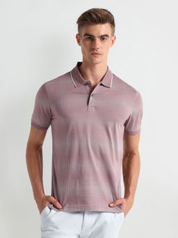 Arrow Newyork - Purple Printed Tipped Collar Polo T-Shirt