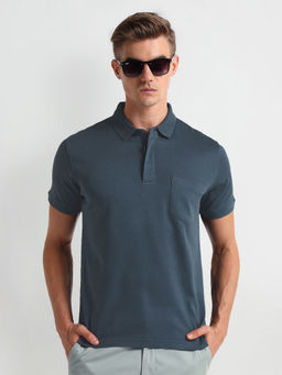 Arrow - Blue Patch Pocket Solid Polo T-Shirt