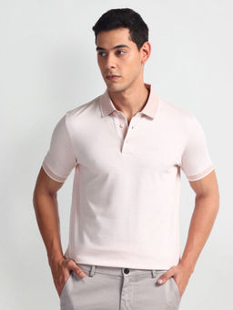 Arrow - Cream Geometric Print Cotton Polo T-Shirt