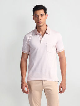 Arrow - Beige Geometric Print Cotton Polo T-Shirt