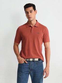 Arrow Sports - Orange Solid Tipped Collar Pure Cotton Polo T-Shirt