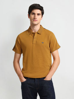 Arrow Sports - Mustard Contrast Tape Cotton Polo Shirt