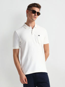 Arrow Sports - White Patch Pocket Striped Polo T-Shirt