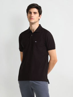 Arrow Sports - Brown Textured Collar Cotton Polo T-Shirt