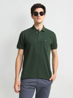 Arrow Sports - Green Chest Pocket Heathered Polo T-Shirt