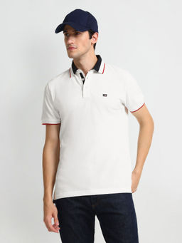 Arrow Sports - White Tipped Collar Solid Polo T-Shirt