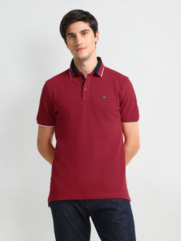 Arrow Sports - Red Tipped Collar Solid Polo T-Shirt