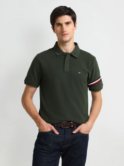Arrow Sports - Green Tape Solid Polo T-Shirt