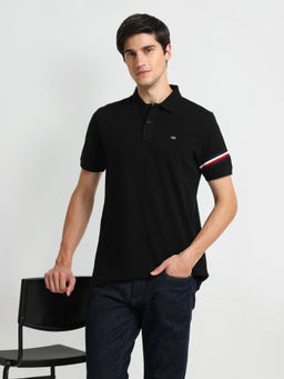 Arrow Sports - Black Tape Solid Polo T-Shirt