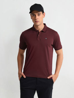 Arrow Sports - Maroon Solid Collar Regular Fit Polo T-Shirt