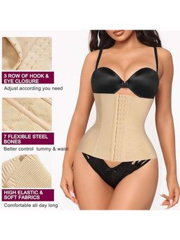 BRACHY - Women Corset Shapewear High Waist Tummy Control Shapewear With Hook Belt Beige