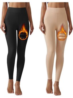 BRACHY - Winter Warm Velvet Thermal Tights Elastic Fleece Lined Multi-Color (Pack of 2)