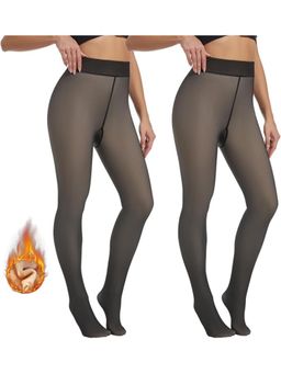 BRACHY - Fake Transparent Curvy Winter Thermal Tights For Women Multi-Color (Set of 2)