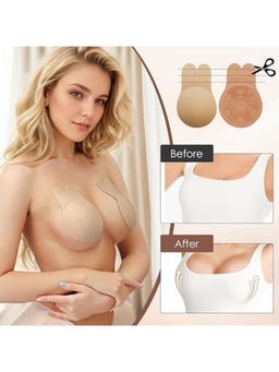 BRACHY - Women Beige Solid Non-Wired Lightly Padded Stick-On Nipple Strapless Bra