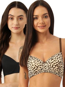 Leading Lady - Women Full Coverage Lightly Padded Non Wired T-Shirt Bra Multi-Color (Pack of 2)