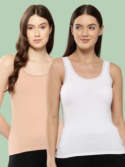 Leading Lady - Solid Cotton U Neck Camisoles For Womens Multi-Color (Pack of 2)