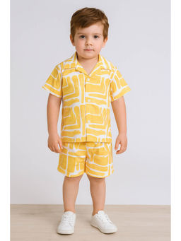 Mini Stitch - Boys Yellow Collar Neck Co-Ord Set