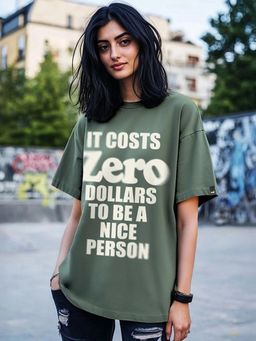 Bewakoof - Women's Grey Zero Typography Oversized T-shirt
