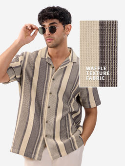 The Souled Store - Originals: Beige Macaroon Men Textured Shirts