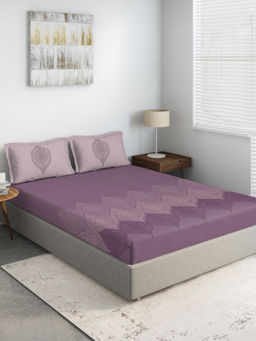 Ddecor Live Beautiful - Double Bedsheet with 2 Pillow Covers, 150 TC Purple