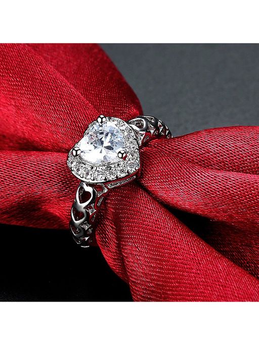 Yellow Chimes Silver-Plated White Stone-Studded Finger Ring