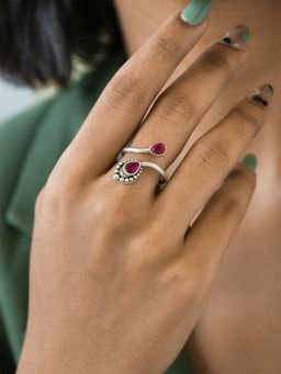 Shaya by CaratLane - 925 Silver Shaya by CaratLane Feeling Suthri Oxidised Ring In